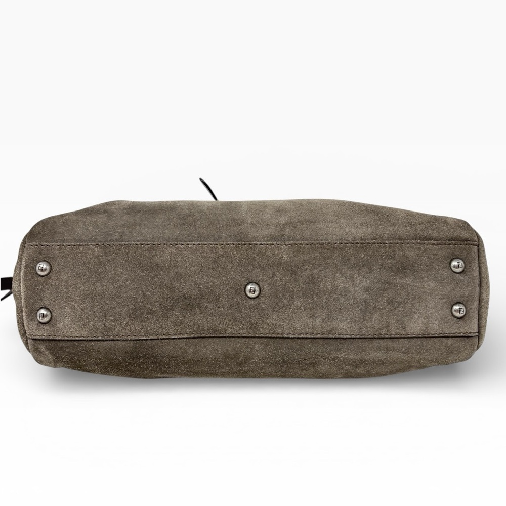 Fendi Peekaboo Top Handle Bag Dove Grey Suede Medium Silver Hardware - Picture 9 of 16